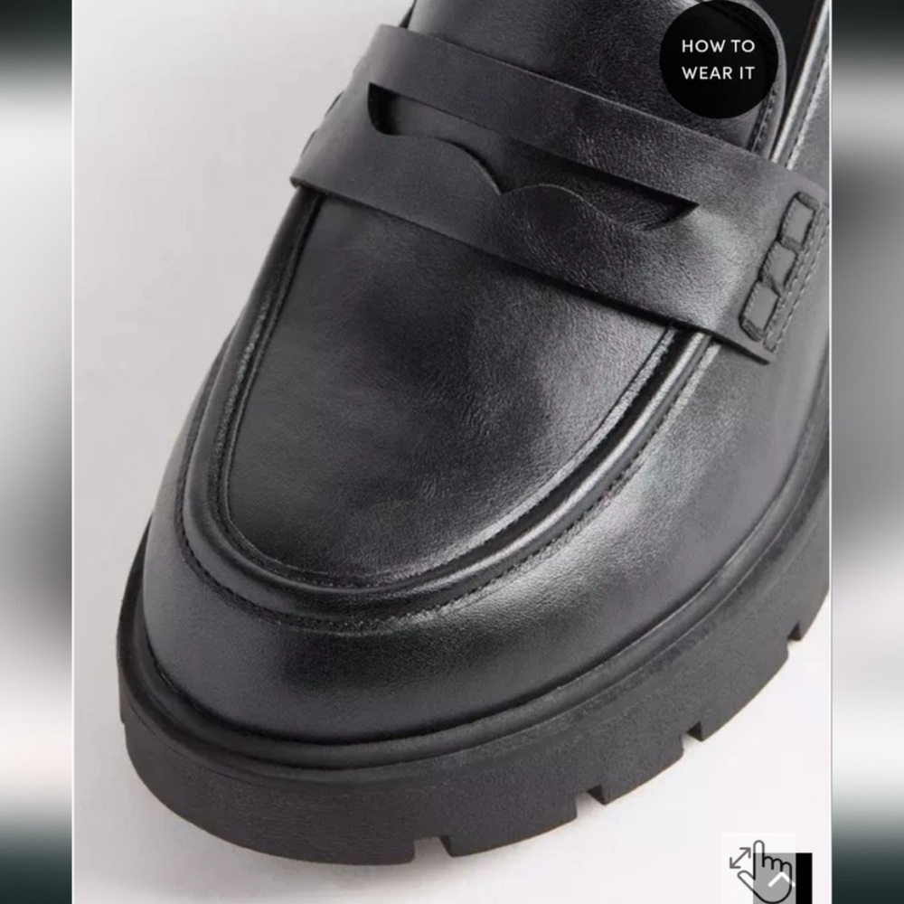 torrid Black Chunky Lug Heel Penny Loafers fit like 9.5! - Picture 3 of 3